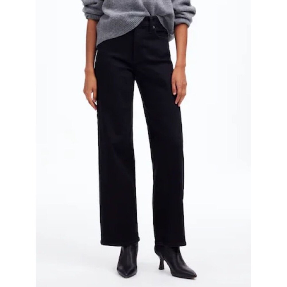 Madewell Perfect Vintage Wide Leg Jean Black Wash 27 High Rise Classic Preppy